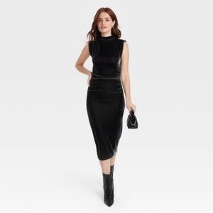 A New Day Women’s velvet velour side ruched drapery bodycon dress M